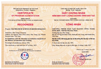 Chương trình đào tạo Công nghệ sinh học – Ngành đào tạo đầu tiên đạt chuẩn kiểm định chất lượng giáo dục của Bộ Giáo dục và Đào tạo tại Khu vực Nam Trung Bộ và Tây Nguyên 